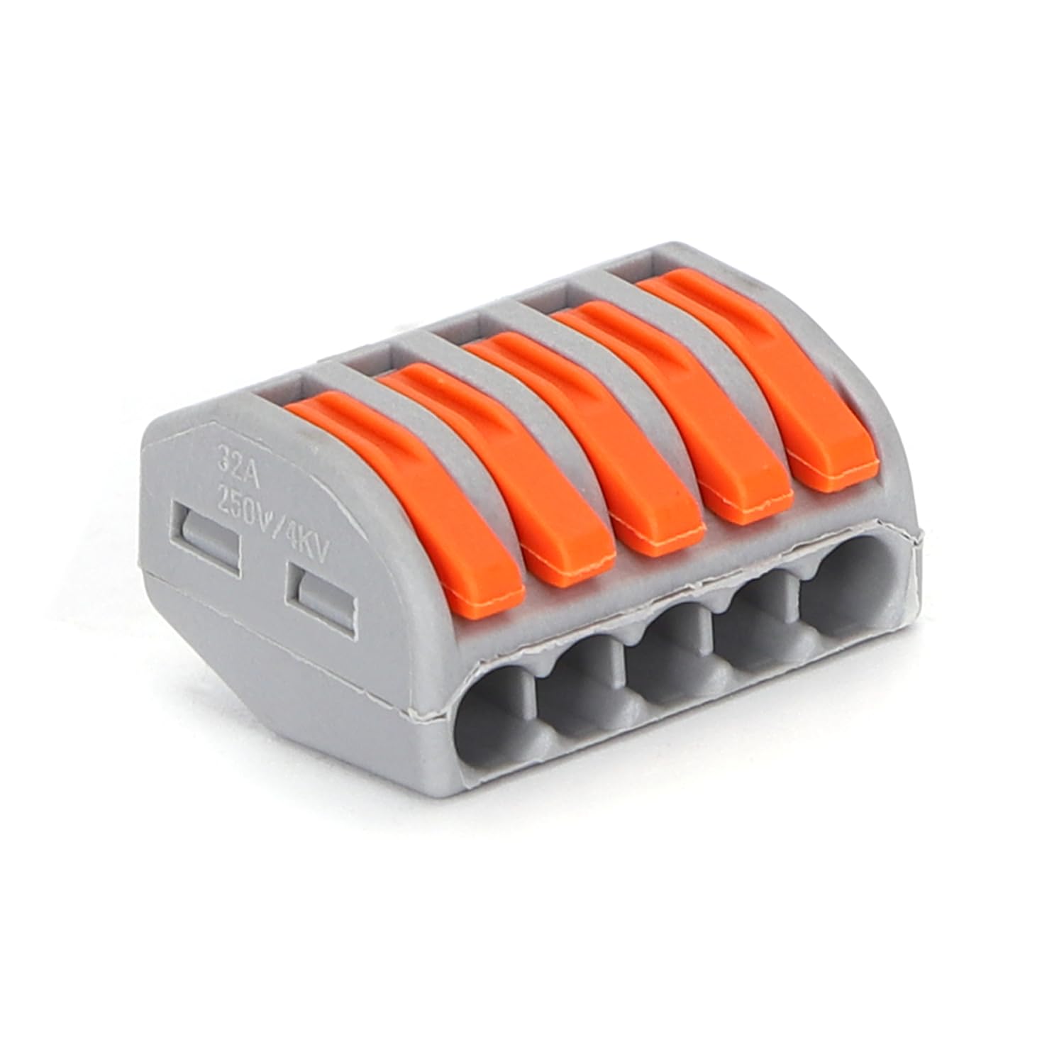 PCT-215 terminal block, ideal for secure connections. Presented in a handy blister pack of 2, in elegant grey and vibrant orange, ensuring durability and style.