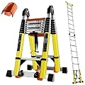 20FT Telescoping Ladder w. Stabilizer/Wheels/Cargo Hold,Adjustable Folding Extension Ladder A Frame 8+8 Foot Step Ladders for Home,Portable Aluminum Type 1A Ladder for Industrial,330lbs Capacity…