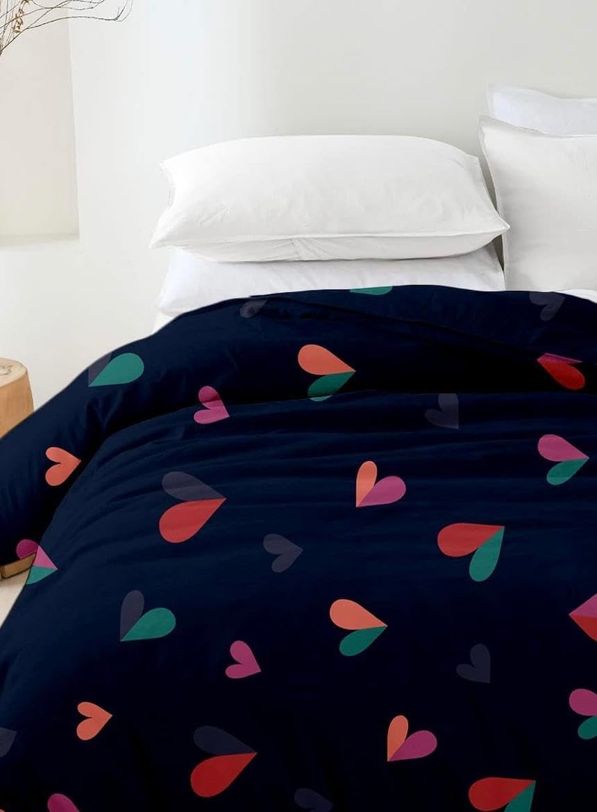 Premium Glace Cotton All Season Comforter, Supersoft, AC Duvet Blanket Quilt (Heart (Navy Blue), Single Bed(60x90 Inch)-image-21