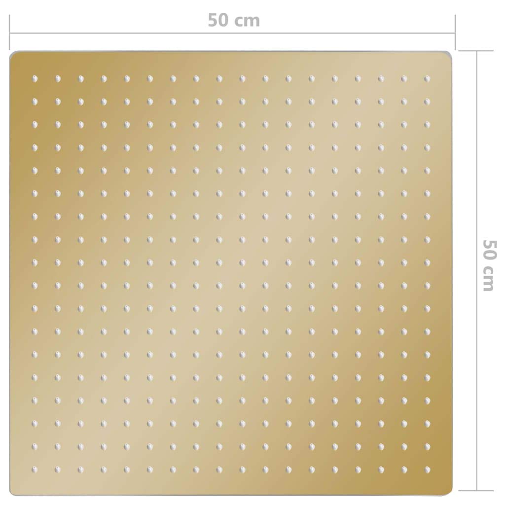 vidaXL Cabezal Ducha Efecto Lluvia Cuarto de Baño Accesorio Rociador Boquillas Giratoria Área Amplia Acero INOX Cuadrado Dorado 50x50 cm
