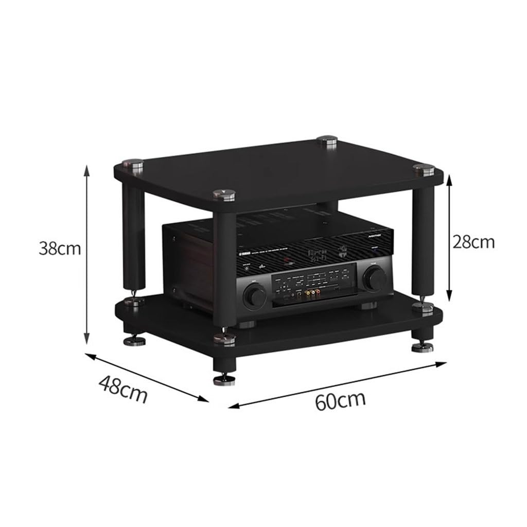 4-warstwowy stojak do szafki audio HiFi – stojak na płyty MDF z amortyzującymi nóżkami, półka na wzmacniacz mocy, drewniane wykończenie, 60 x 48 x 38 cm, idealny dla audiofilów i miłośników muzyki