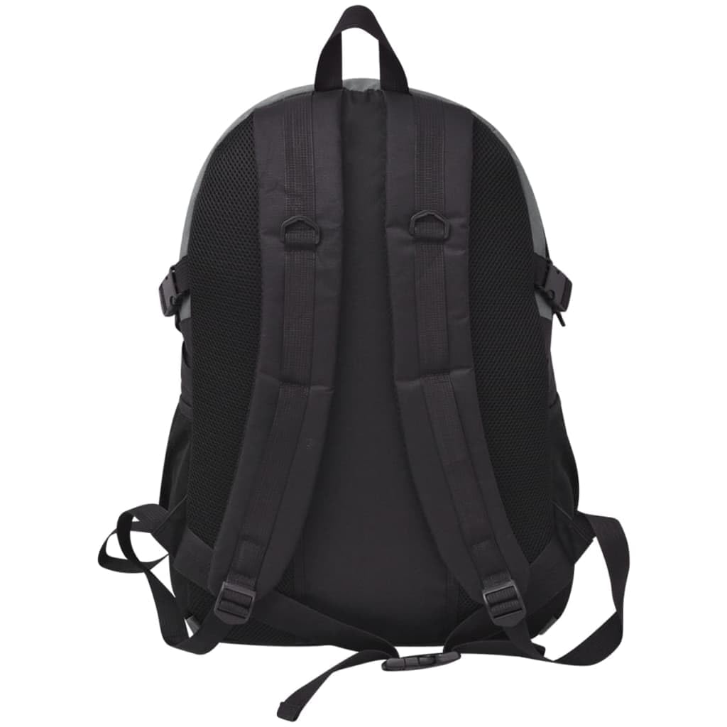 Plecak turystyczny 40 l, czarno-szary, poliester 600D, wodoodporny, ergonomiczny, z zamkiem błyskawicznym, na wędrówki, do aktywności na świeżym powietrzu, w czasie wolnym, do szkoły, pracy, bagażu
