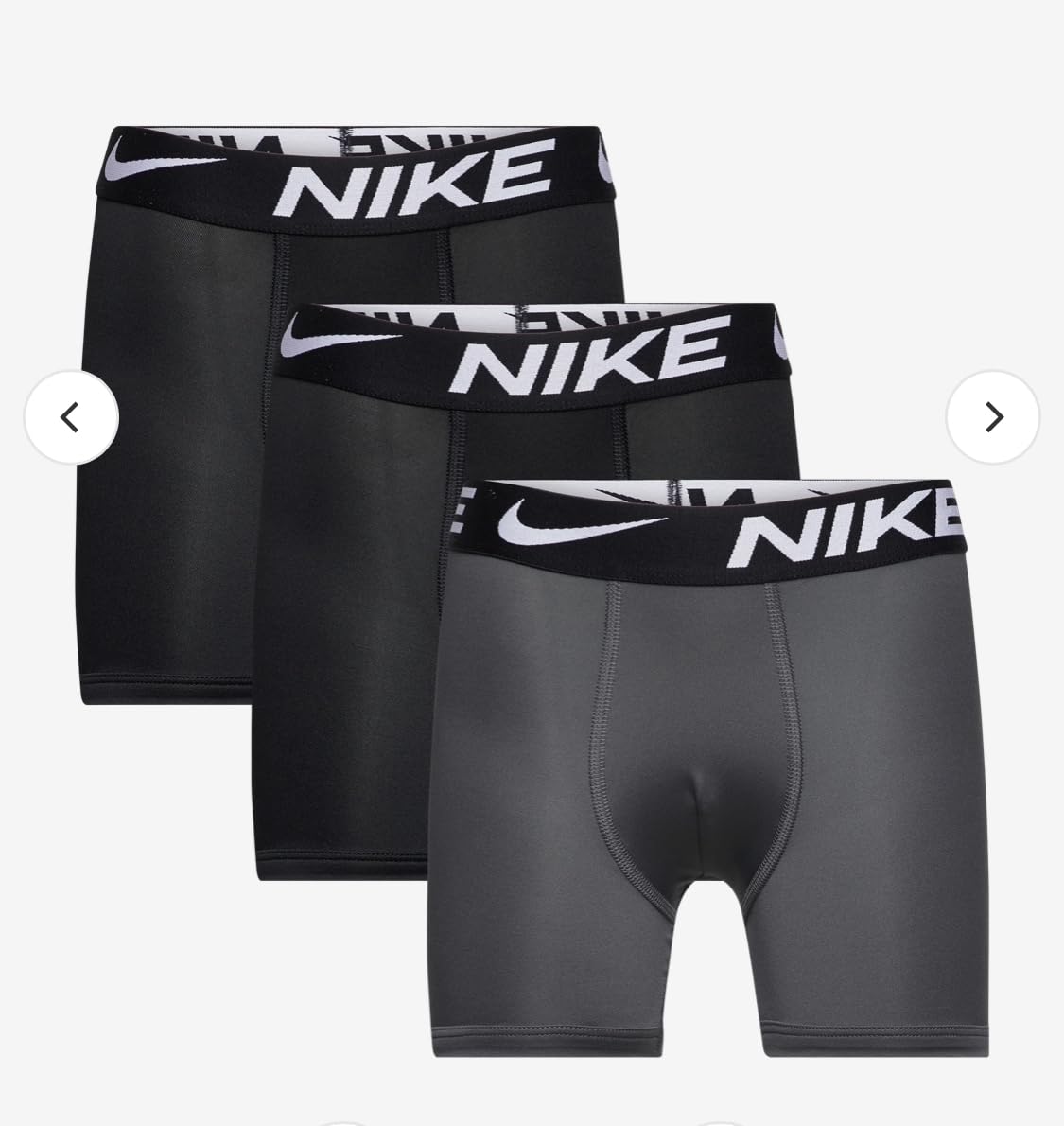 Nike Boy's E Day Cotton Stretch 3 Boxer Shorts, Black/Dk Grey, 8/11 Years