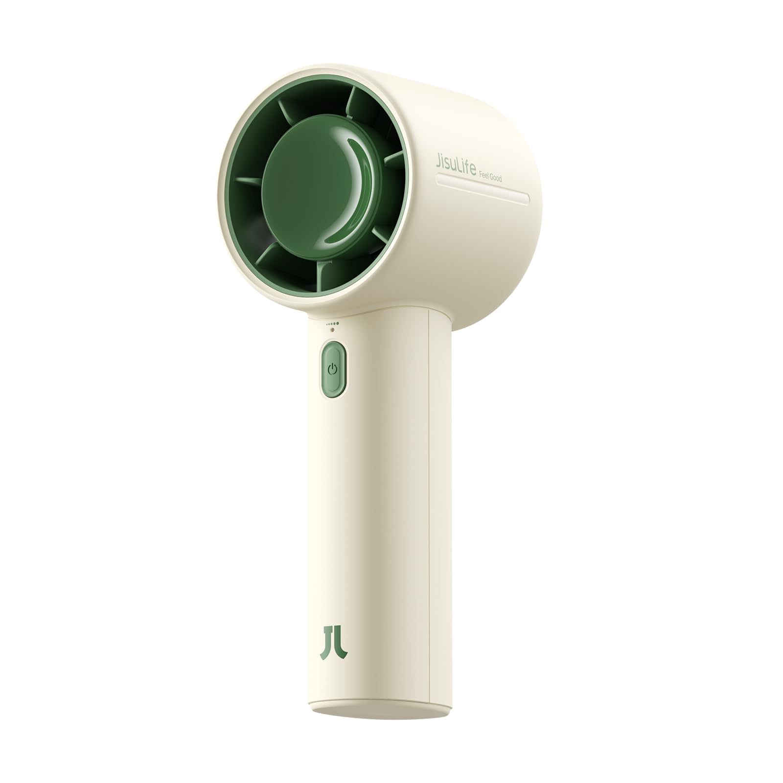 Photo 1 of JISULIFE Handheld Turbo Fan, 4000mAh Rechargeable Portable Fan with Neck Strap, Stickers, Christmas Stockings, Ideal for Travel, Camping. Gifts for Women, Men, Kids (Beige)