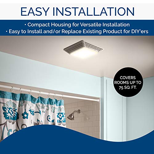 Broan-NuTone HD80L Heavy Duty Ventilation Fan Combo for Bathroom and Home, 100-Watt Incandescent Light, 80 CFM, Matte White