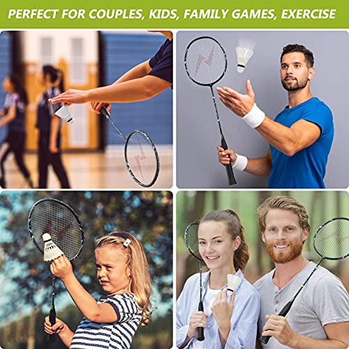 Nalax Badminton Set, 2 Player Badminton Rackets Professional Graphite Badminton Racquet With 3 Shuttlecocks And 1 Carrying Bag, Badminton Backyard Games For Outdoor, Garden, Beach, Family Fun Game #TOP3