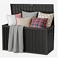 ZEUKMXOO 75 Gallon Outdoor Storage Box Waterproof,350LBS Lockable Patio Storage Box for Patio Cushions,Garden Tools and Tools Storage,Outside Storage Box-Black