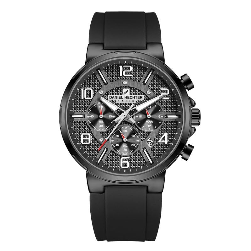 Image of Daniel Hechter Paris Beaubourg Collection Multifunctional Watch for Men with Textured Round Dial and Silicon Strap-DHM1009