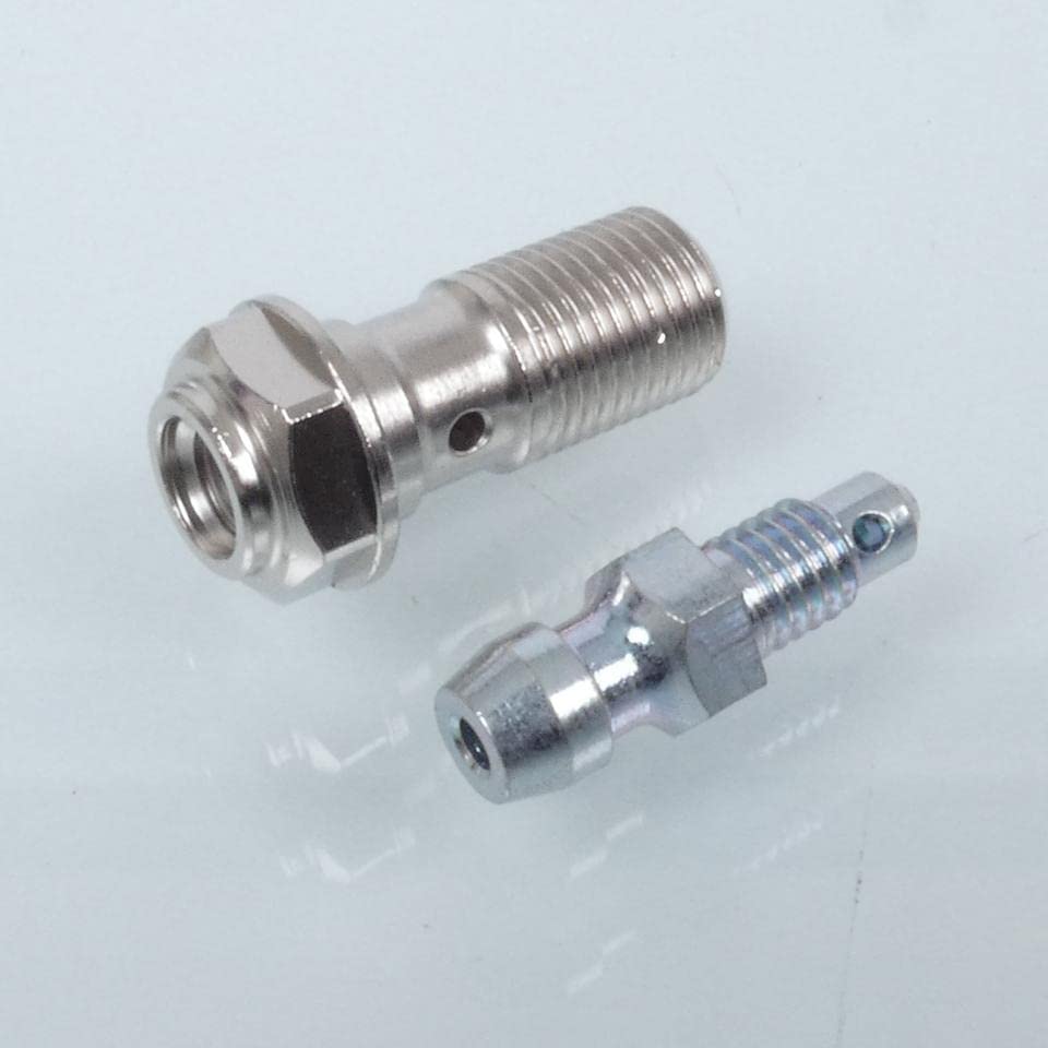 Vis raccord banjo frein Ø10mm pas 100 facilitant la purge du circuit moto