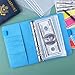 Antner A6 Budget Binder with Zipper Cash Envelopes for Money Organizer & Budgeting, PU Leather Budget Planner Money Saving Binder with Cash Stuffing Envelopes & Labels for Home Office Travel, Sky Blue