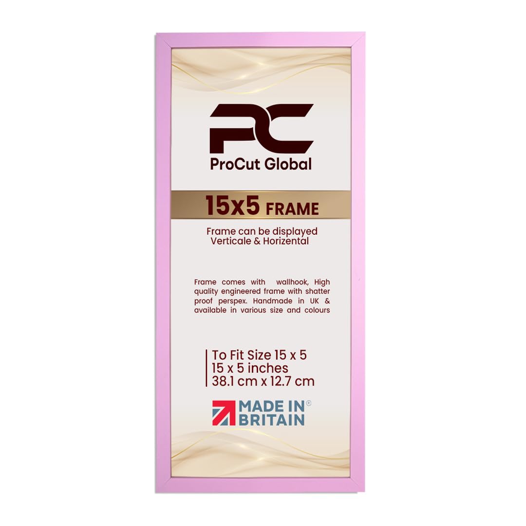 Procut Global 15X5 Pink Picture Frames – Sleek Wooden Photo Frame with Shatterproof Perspex for Wall or Tabletop – Perfect for Posters, Certificates, Prints–Multiple Sizes & Colors Available — image 1