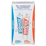 Especialmente diseñado para viajar - este conjunto de higiene bucal se ocupan poco espacio en su equipaje de mano. Aronal y ELMEX son el sistema de higiene bucal ideal para las personas conscientes de la salud de hoy en día. Aronal con zinc protege las encías y suavemente, pero elimina completamente la placa bacteriana todas las mañanas. Por la noche, ELMEX da una protección perfecta para la noche - fortalece aminfluoride y remineraliza los dientes y los hace más resistentes a las caries.