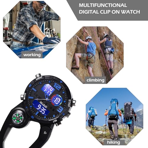 Image of JewelryWe Men Women Digital Clip Watch Mini Microlight Backpack Buckle Belt fob Watches for Rock Climbing Doctors Nurses Chefs for Mother's Day