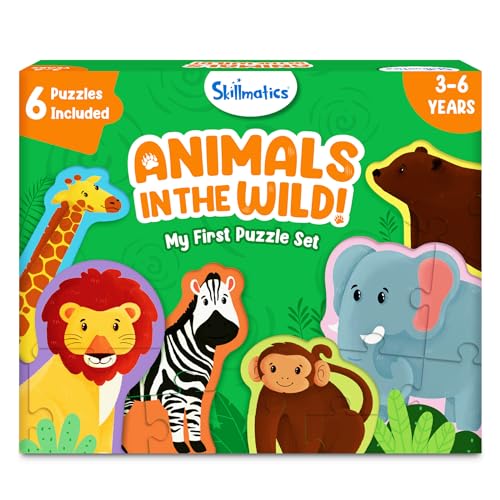 Skillmatics My First Puzzle Set – 21 Piece Wild Animal Jigsaw & Toddler Puzzles, Educational Toy for Boys & Girls, Gifts for Kids Ages 3, 4, 5, 6