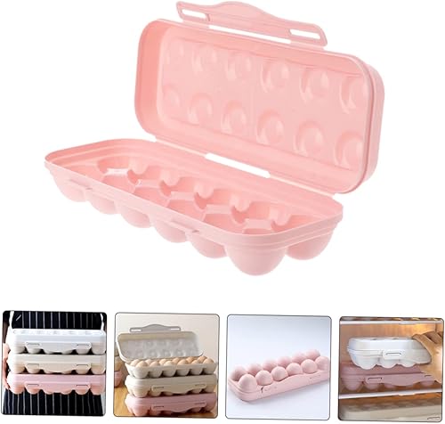 Miniatura 3 de Zerodeko Caja de huevos de pollo anticolisión con tapa, rosa, paquete de 2, plástico