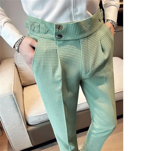 Men Business High Waisted Straight Leg Slim Fit Casual Pants Solid Color Suit Pants4