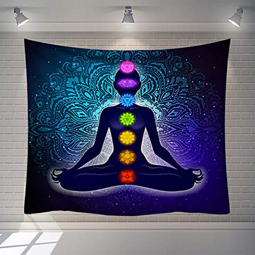 Tapisserie Murales, Statue De Bouddha Indien Tapisserie Tenture Murale Mandala Chakra 7, Décoration, Tissu D'Impression Rectangulaire Pour Salon Chambre À Coucher