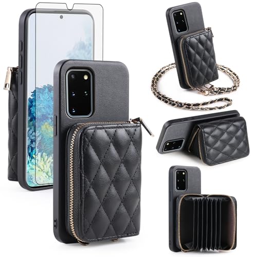 Ferme la fermeture éclair de cet étui portefeuille Samsung S20 Plus pour sécuriser vos cartes