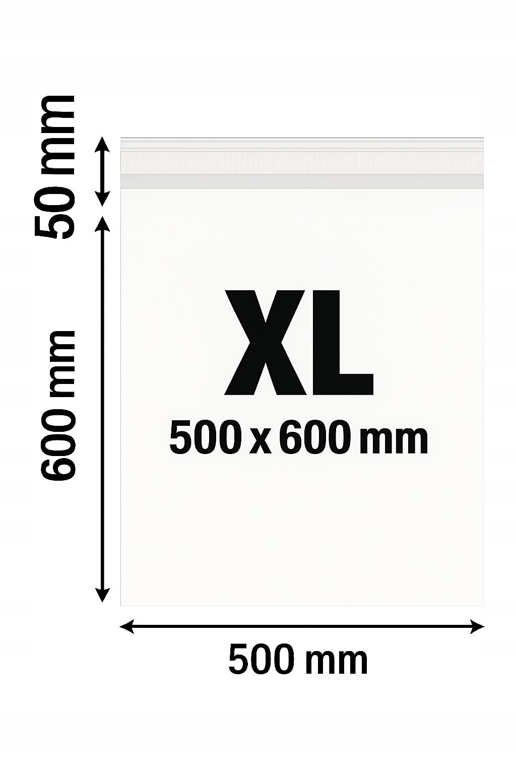 Foliopaki kurierskie 500x600 mm 50szt koperty foliowe mocne białe XL 50 szt