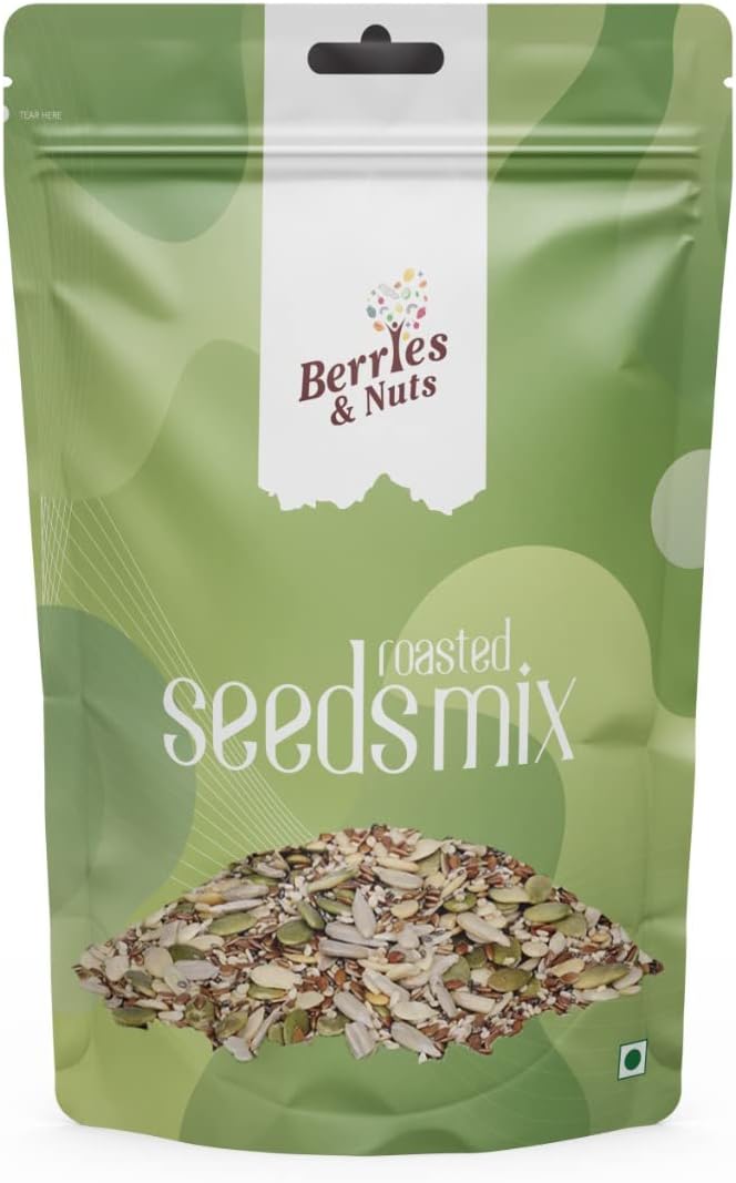 Berries And Nuts Healthy Roasted Seeds Blend | Pumpkin, Sunflower, Chia, Flax, Watermelon, Sesame Seeds | 800 Grams