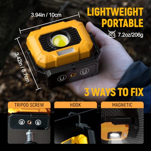 Adelante 2Pack Magnetic Work Light Rechargeable, 1500LM LED Work Light, 360° Rotating Stand 3 Color Temperature 12 Modes Waterproof Bright Flashlight for Mechanic, Shop, Working on Cars, Power Outages — view 3