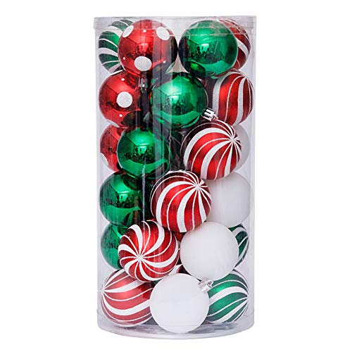 KiKom 2.36" 30ct Christmas Ball Ornaments Shatterproof Xmas Tree Hanging Balls Decorations For Holiday Wedding Christmas Decor 60mm (Red&green&white) - Image 2