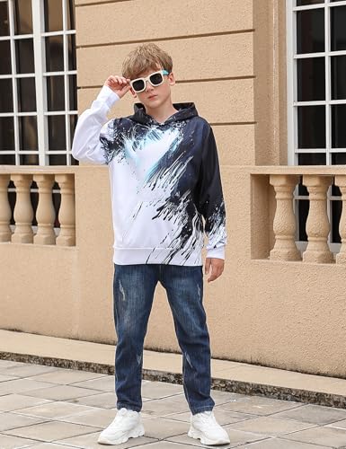 Image of TUONROAD Boys Hoodies 3D Graphic Sweatshirt Lightweight Pullover 6-16T cool