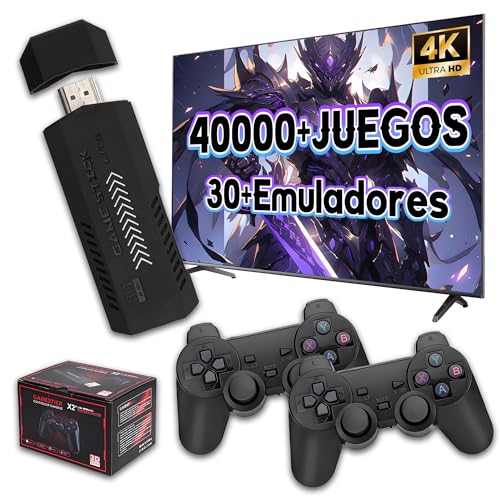 X2 Plus Consola de Juegos Retro con Salida 4K HD,más de 40000 Juegos Integrados,más de 30 simuladores,procesador S905L de Cuatro núcleos,Mando de Videojuegos con 2 mandos inalámbricos,64G
