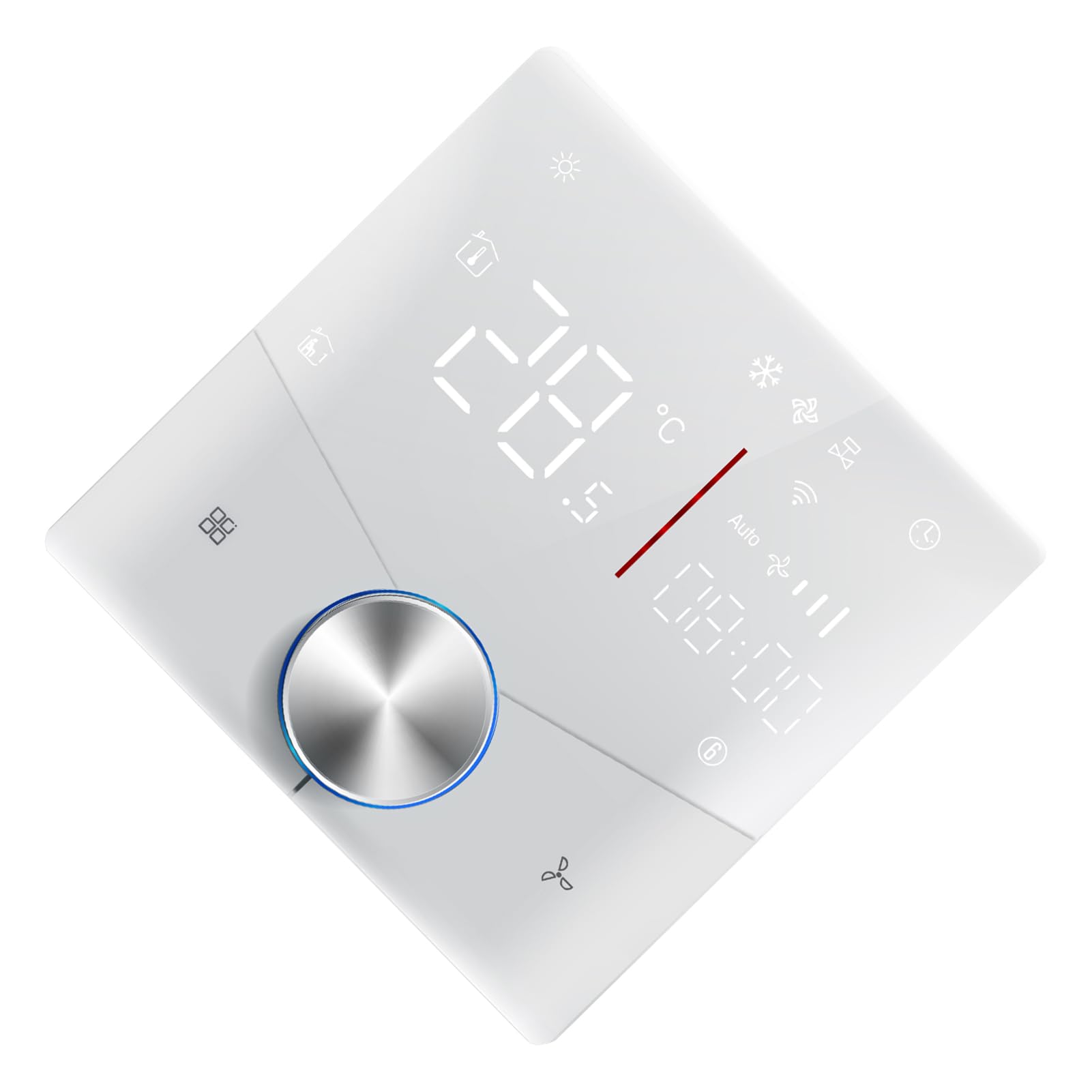 AUNMAS Termostato WiFi ABS Controller Intelligente per Condizionatore d'aria da 41 a 95F Manopola LED Tasti a Sfioramento 24V 2 4G WiFi per 2 Tubi Casa AC Raffreddamento Centralizzato Riscaldamento