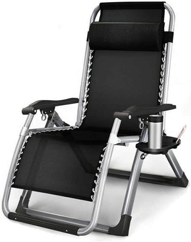 Garden Chair CNOPT MACTEP Extra Wide Sun Lounger Zero Gravity Chair with Removable Headrest 170°Folding Garden Chair for Beach Patio Garden Recliner Chair with Cup Holder Cotton Cushion Support 440lbs