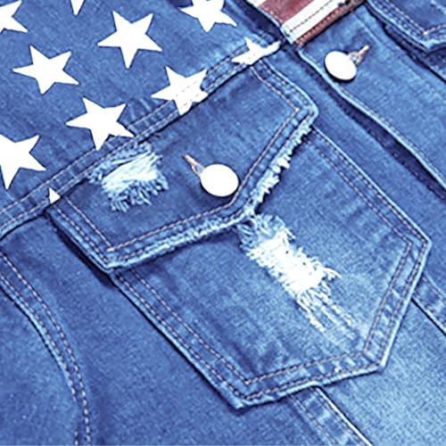 LZLER Denim Jacket Men American Flag Trucker Jackets Classic Slim Fit Jean Jacket for Men4