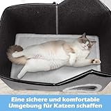 Eukue Katzenhaus, Warm Katzenhöhle Outdoor, Abnehmbar Hundehütte mit Waschbarem Kissen und Plattform, Katzenhöhle für Draußen, Katzenhaus Höhle für Kleine und Mittlere Haustiere, Grau