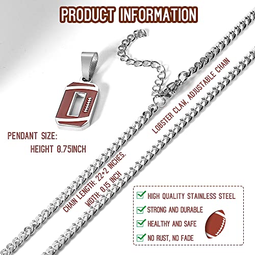 Zray Football Number Necklace For Boys Athletes Jersey Number Necklace Silver Stainless Steel Chain 22+2Inch Football Charm Pendant Number Chain Inspirational Football Jewelry Gift For Men(58) #TOP2