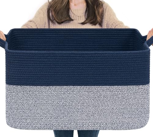 Goodpick Large Blanket Basket 22" x 17" x 12" Woven