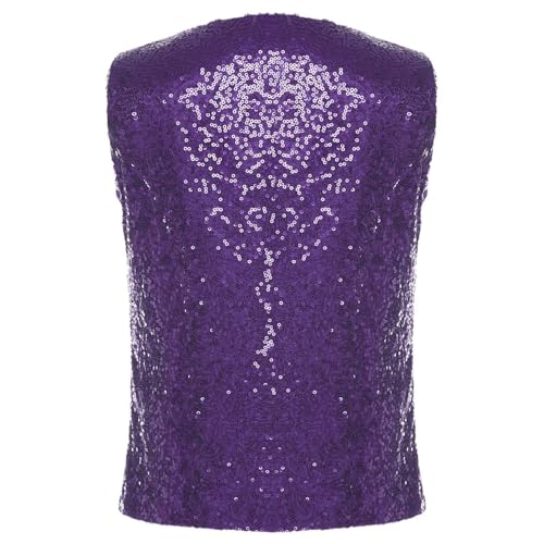 renvena Girls Sequins Waistcoat Vest Sleeveless Sparkly Formal Party Jazz Latin Hip Hop Dance Tank Top2