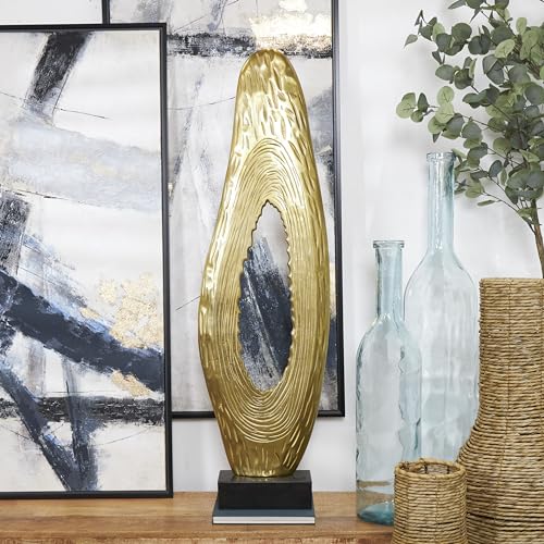 Deco 79 Aluminum Metal Abstract Decorative Sculpture Teardrop Home Decor Statue with Black Base, Accent Figurine 15" x 5" x 50", Gold by Deco 79 - Image 4