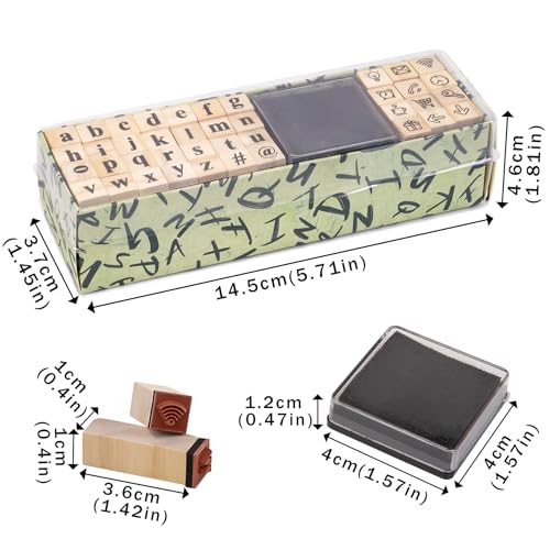 Toptime Letter Stamps, 40 Pieces Alphabet Stamps with Ink Pad, Lowercase Wooden Rubber Stamps for Crafting, Mini Symbols Stamps Set for DIY Card Making, Journaling, Scrapbooking Supplies - Thumbnail 7