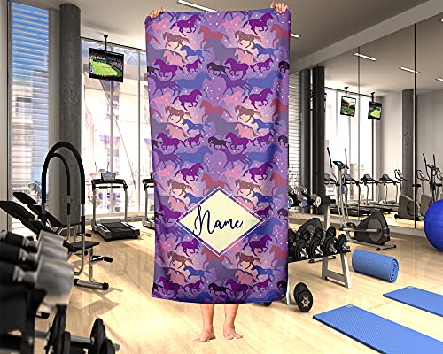 Personalized Galaxy Horse Polycotton Towel For Kids - Custom Western Horses Theme Towels For The Beach Bath Bathroom Or Kitchen - Adults Kid Boys Girls (Bath Towel 60"X30") #TOP4