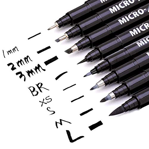 (8 Size) Hand Lettering Pens,Calligraphy Pen,Black Ink Permanent Markers Set for BeginnersBeginners Writing, Brush Lettering, Art Drawing, Water Color Illustrations, Signature