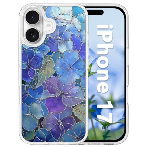 Coque antichoc pour iPhone 17 compatible MagSafe avec dos rigide et motif floral esthétique