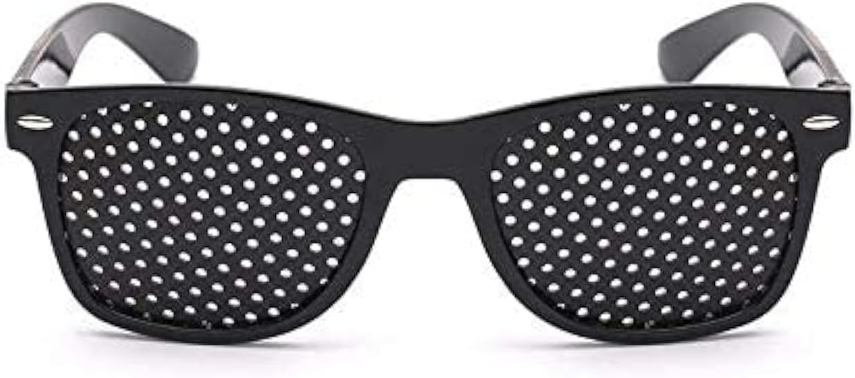 Pinhole Glasses Uniisex Vision Care Anti-Myopia Eye Exercise Improver Glasses Eyesight Natural Stenopeic Anti-Fatigue Glasses(Black)