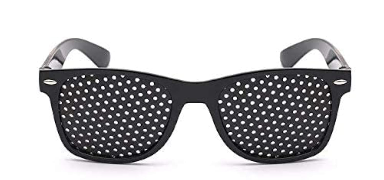 Cute Critters Pinhole Glasses Uniisex Vision Care Anti-Myopia Eye Exercise Improver Glasses Eyesight Natural Stenopeic Anti-Fatigue Glasses(Black)