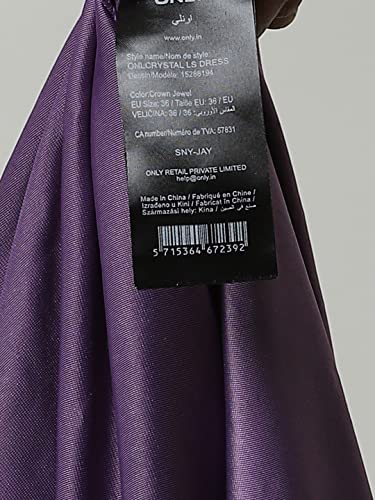 Image of ONLY Women's Purple A-Line Puff Sleeves Embellished Mini Party Dress