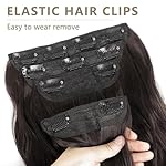 ALXNAN Clip in Long Wavy Synthetic Hair Extension 4PCS 24 Inch Dark Brown Thick Hairpieces Fiber Double Weft Hair for Women - Image 5