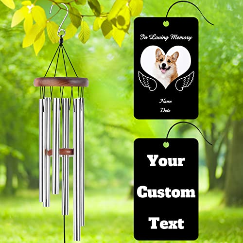 Image of Personalized Custom Wind Chimes Memorial Gift for Loss of Loved One Mother Dad Mom Dog Pets Customized Outdoor Sympathy Wind Chimes with Photo Text