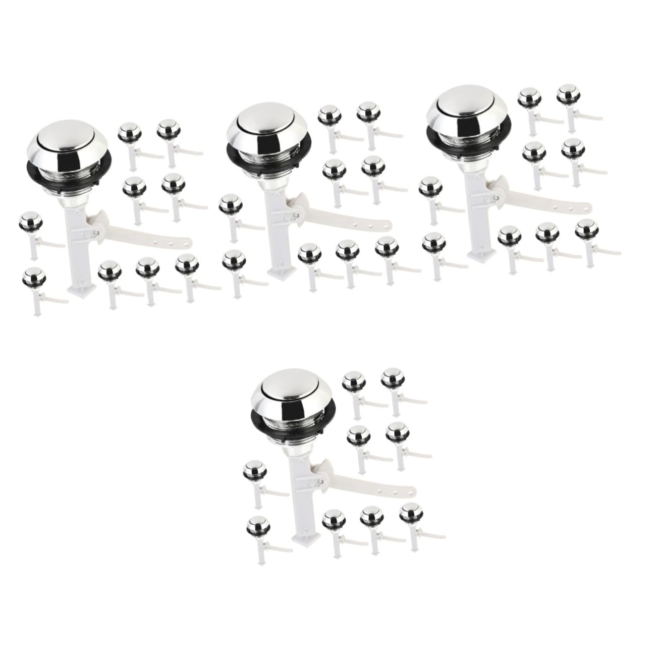 EXCEART 4 Set Pulsante Della Toilette Parti Toilette Pulsante Servizi Igienici Chiave Sostituzione Del Pulsante Del Wc Pulsante Dello Sciacquone Del Wc Addominali Argento 12 Pezzi*4