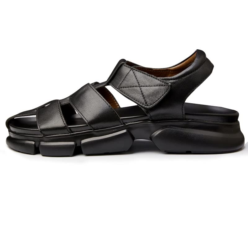 Men's Leather Sandals Hollow Roman Sandals Men's Outer Shoes Black Beach Shoes2