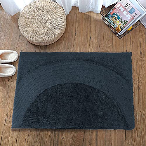 Image of Luxe Home Rabbit Fur Soild Bath Mat Super Soft, Anti-Slip, Washable, Rectangle, for Bathroom Door Mate, Bedroom Door Mats (Anthra, 40x60 cm)