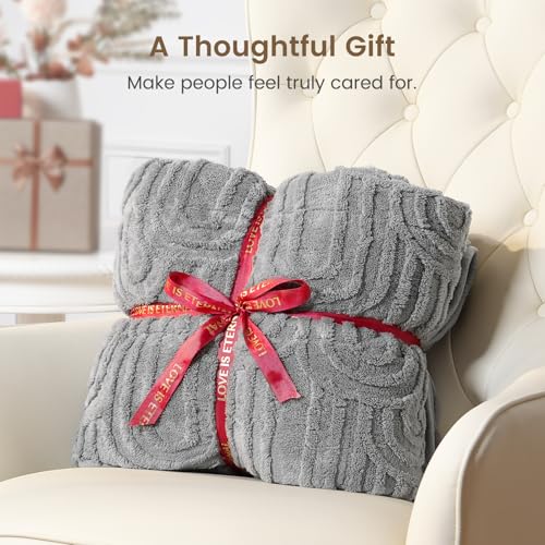 Image of Sherpa Fleece Adult Weighted Blanket Great for Sleep, 15 lbs Dual Sided Soft Fuzzy Heavy Blankets for Couch Bed Sofa, Cozy Warm Fluffy Arched Jacquard Throw for Winter (Grey, 60 inch x 80 inch, 15 Pounds)