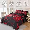 ZRNBAST 6 Pcs Queen Comforter Set for Boys Gamer Bedding Sets for Teens Kids Microfiber Game Console Comforter Set Red Flame Geometric Gaming Bed in a Bag with Sheets (Red,Queen) #1